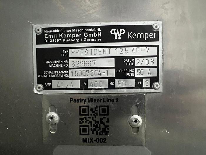 Used Kemper President 125, all stainless, 2 bowls
