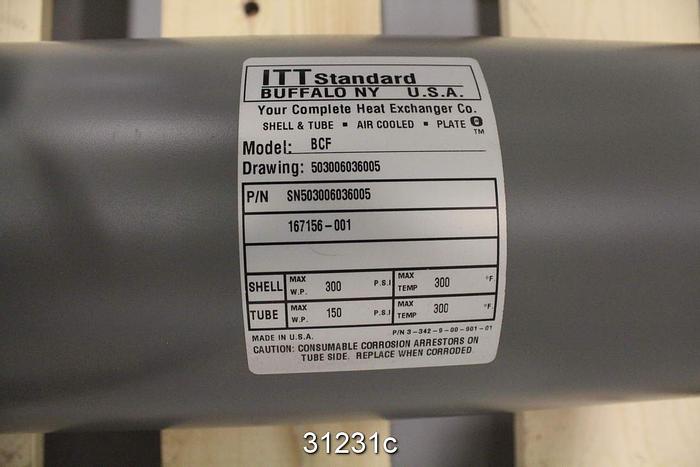 Unused ITT Standard BCF Shell And Tube Heat Exchanger #31231