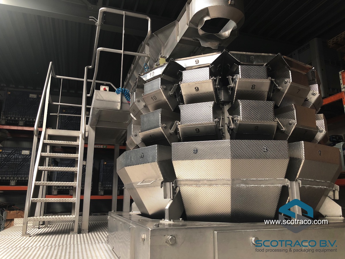 Used Complete weighing and packing line, Yamato sigma 714, Innotech vffs