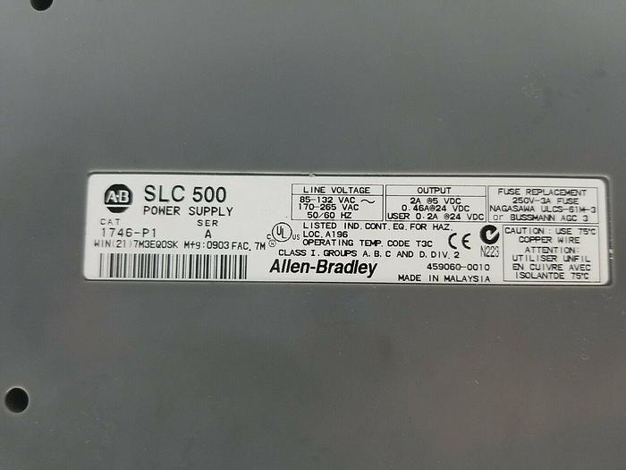 Used ALLEN-BRADLEY 1746-P1 SER.A, 1746-A4 SER B, 1746-OW16 SER C, 1746-ITB16 SER C