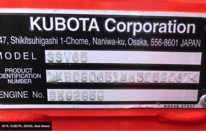 Used 2019 Kubota SSV65 Skid Steer