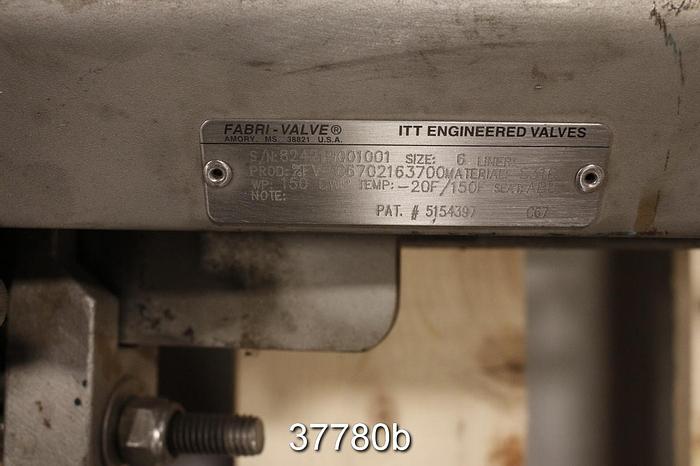 Used Fabri 6" Hand Operated Knife Gate Valve #37780