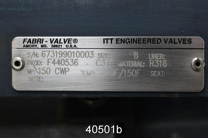 Used Fabri-Valve 8" Hand Operated Knife Gate Valve #40501