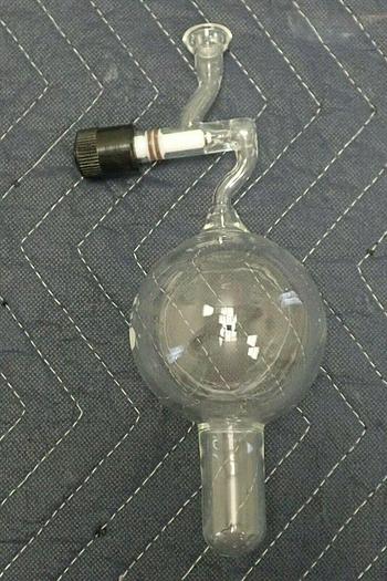 Used Kimax 250ml Glass Round Tube-Bottom Distillation Flask with Adapter / Joint