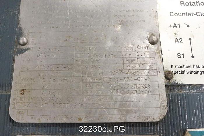 Used Reliance 350Hp, 1150-1550RPM, 600Volt, DC Motor, #32230