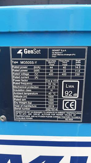 Used 2019 Genset MG 50 SS-Y