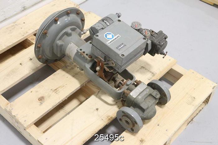 Used Fisher CE Steam Control Valve, 1", Ce Body Style, Nickel-Copper Body, Nickel-Copper Shaft, Nickel-Copper Plug, Nickel-Copper Seat, Class Cl600, Port Size 3/4", Travel 3/4", Type 667 Actuator, Size 30, 3582 Positioner #25495