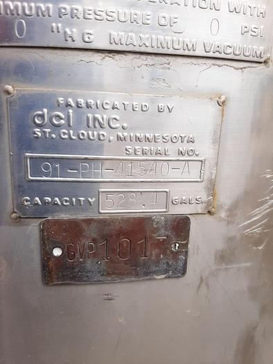 Used Tank, 528 Gallon, 316 S/st, 47" X 68", DB/DT, Less Cover #S741013