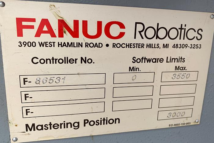 Used FANUC M710iC/70T GANTRY ROBOTIC SYSTEM, R30iA, 8' TALL RAIL X 11'6" OF TRAVEL