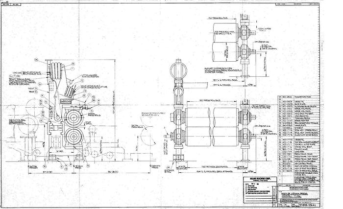 Used Miami Machine  Press Section, 1000 Pli, 132" Roll Face, 24" Diameter Top And Bottom Rolls, 152" Bearing Centers #24985