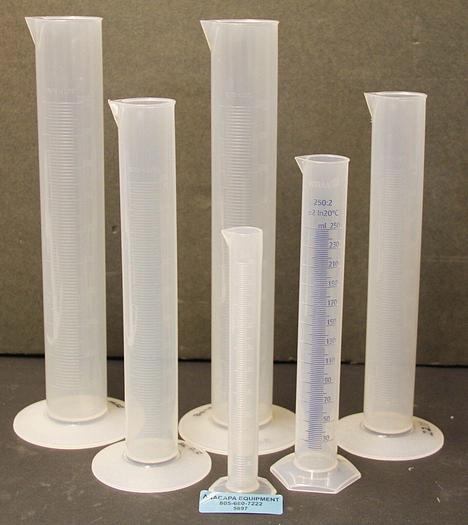 Used Vitlab Graduated Cylinder Polypropylene 1000, 500, 250, 100 ML LOT of 6 (5897)