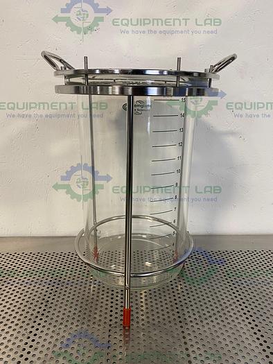 Used Chemglass 15 Liter Glass Reactor Vessel w/ Headplate and Frame