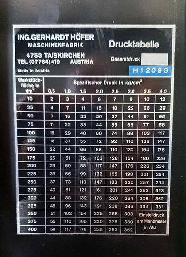 Used Höfer hydraulic veneer press H120 SS, 300 x 130cm