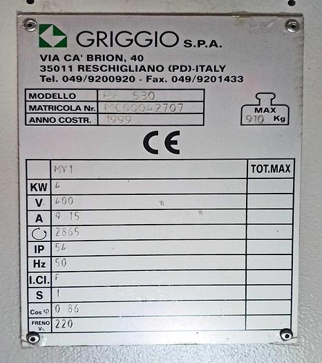 Used 1999 GRIGGIO ITALY Surface planer GRIGGIO PF530- TERSA