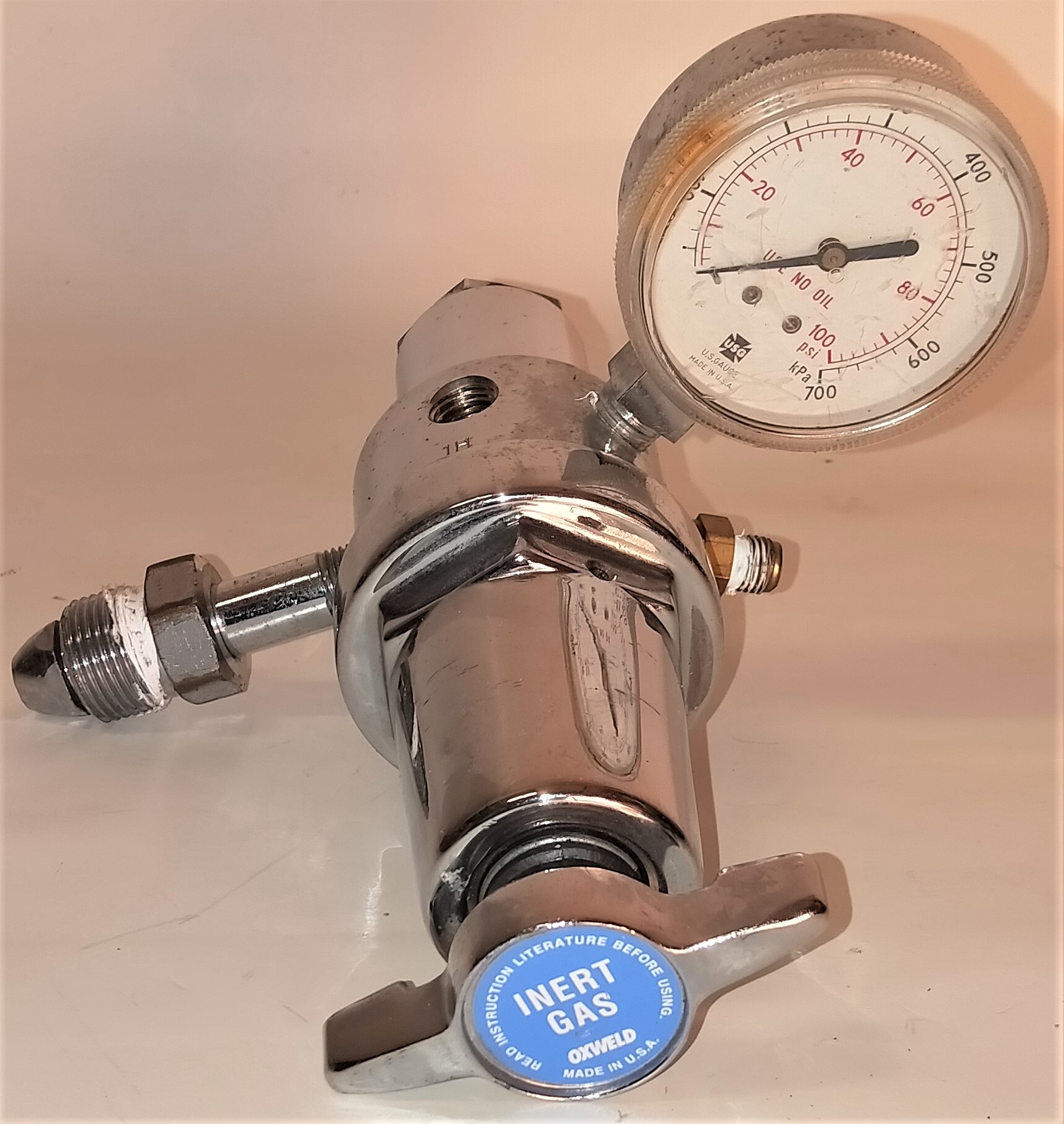 Used Oxweld Trimline R-77 75-580 Dual Stage Stainless-Steel Regulator - CGA 580