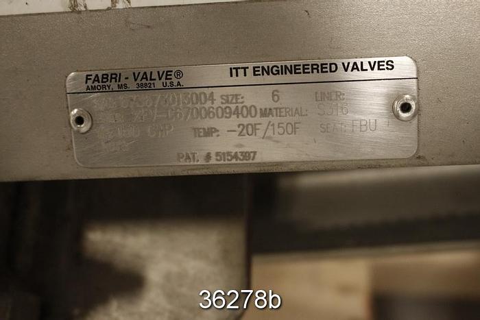 Used Fabri 6" Hand Operated Knife Gate Valve #36278