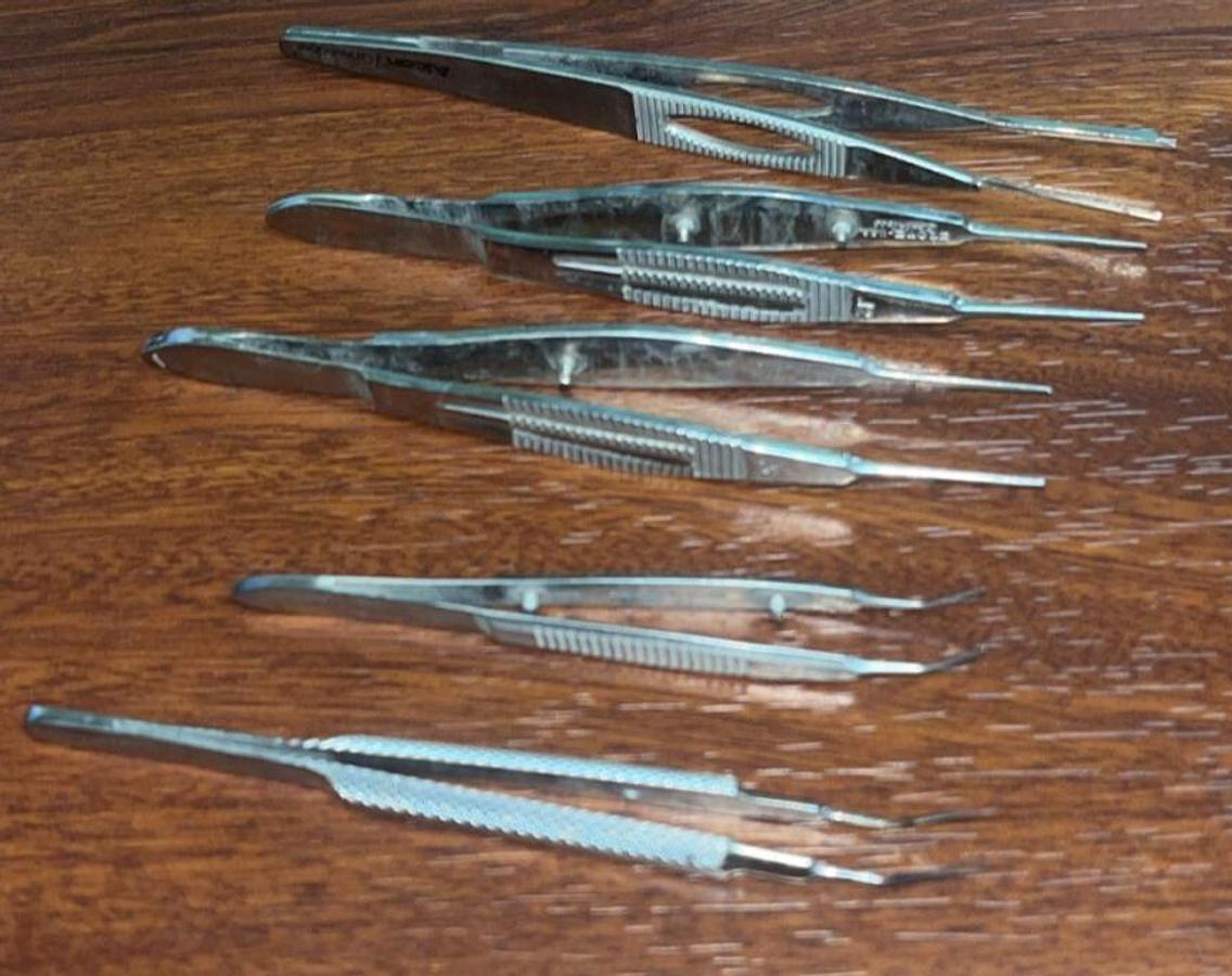 Used Assortment of Eye Instruments 14 PC Set with Case (Storz & Rhein)