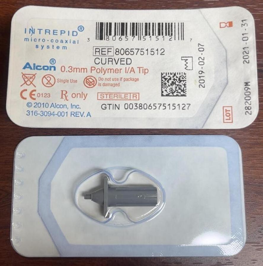 Used Alcon 8065751512 Curved 0.3mm Polymer I/A Tip (Intrepid MicroCoaxial System) New