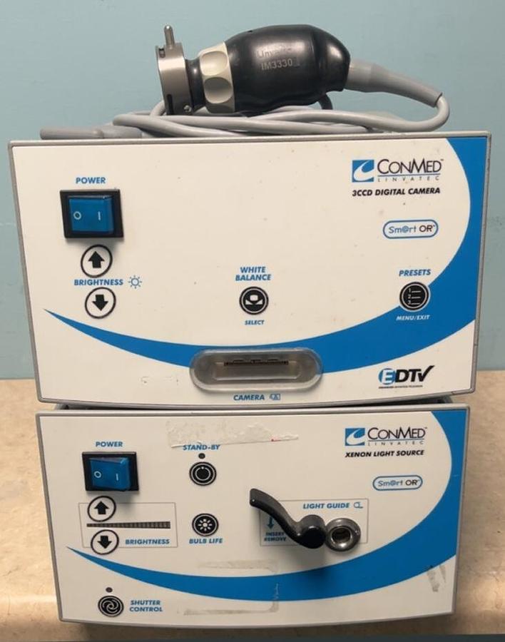 Used ConMed/Linvatec IM3300 CCU & LS7500 Light Source W/IM3330 Camera Head & Coupler