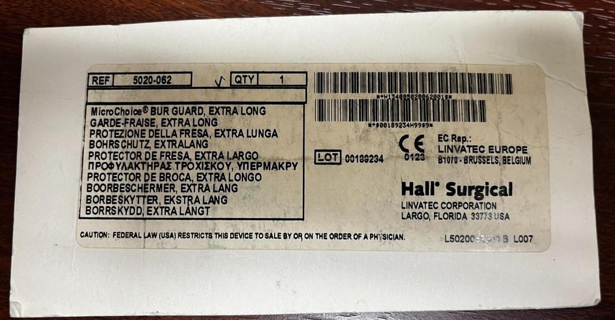 Used Hall/MICRO CHOICE 5020-062 Bur Guard Extra Long-- in Excellent Working Condition