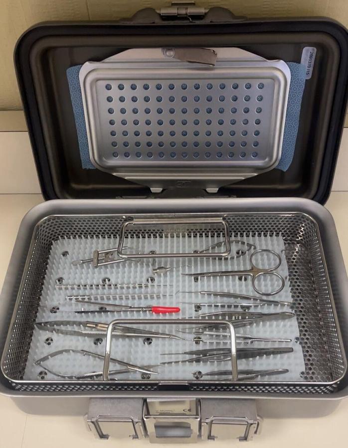 Used Assortment of Eye Instruments 14 PC Set with Case (Storz & Rhein)