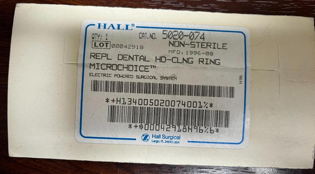 Used Hall/MICRO CHOICE 5020-074 Dental HD cling ring-- in Excellent Working Condition