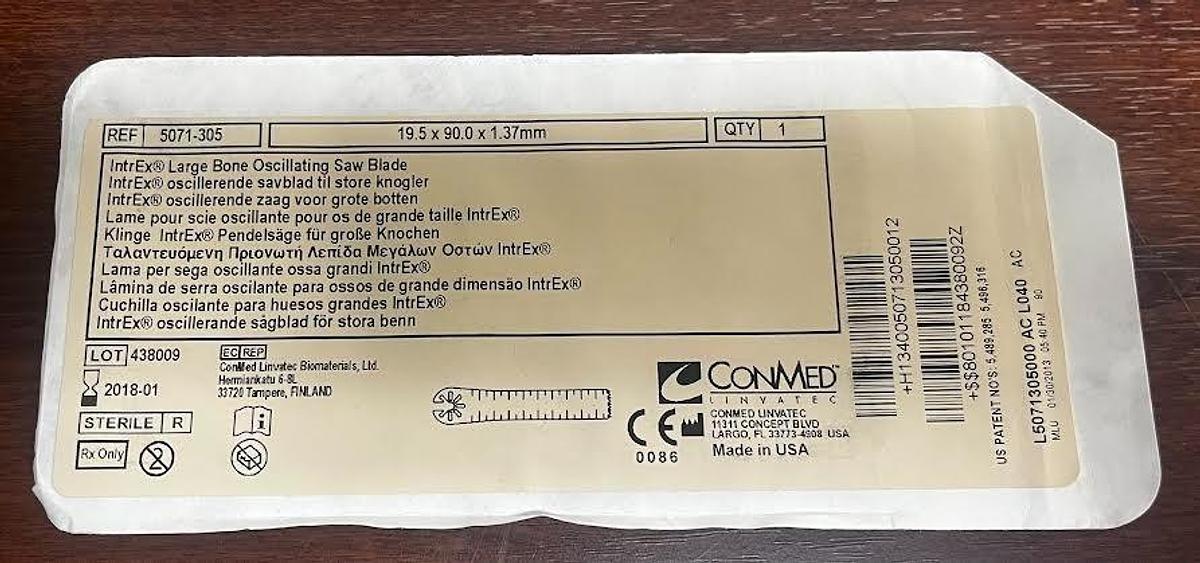 Used CONMED INTREX 5071-305 Large Bone Oscillating Saw Blade -- New --