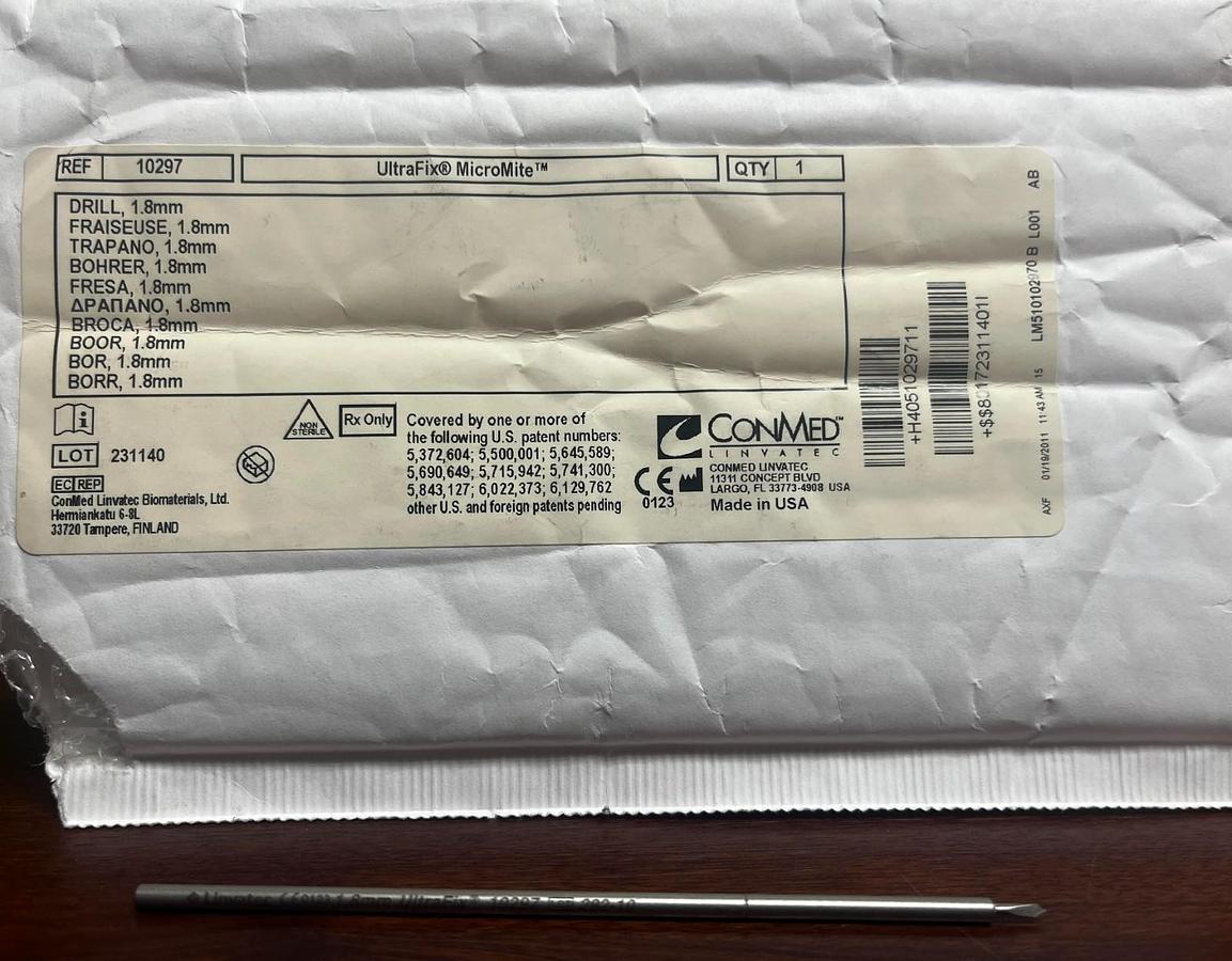 Used Conmed/Linvatec 10297 UltraFix Micromite Drill 1.8 mm -- New --
