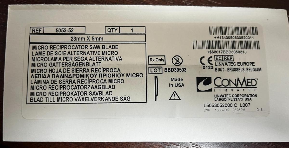 Used Hall/Micro 5053-52 Reciprocator Saw Blade in Excellent Working Condition-NEW!!!