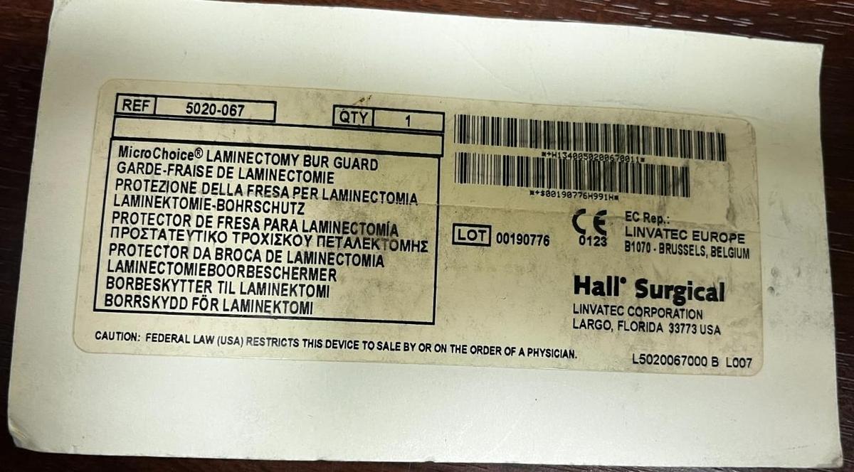 Used Hall/MICRO CHOICE 5020-067 Laminectomy Bur Guard in Excellent Working Condition