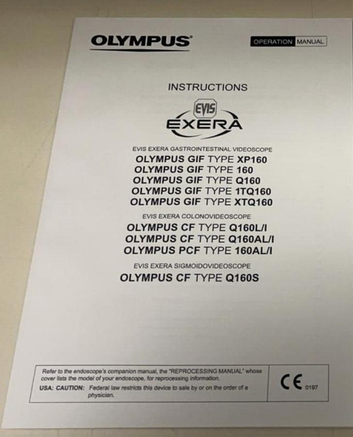 Used Olympus GIF-160, CF-160, PCF-160 Video Endoscope Manual