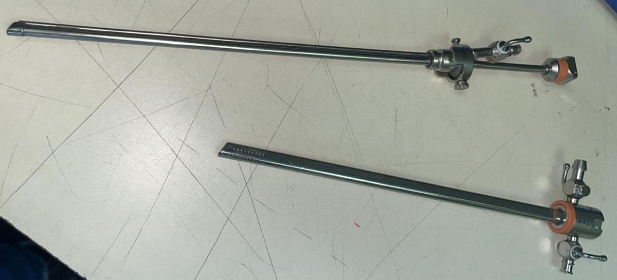 Used ACMI M3-12A Gold autoclavable set 9PC w/Lt Cable, sheaths & Case-Exc. condition.