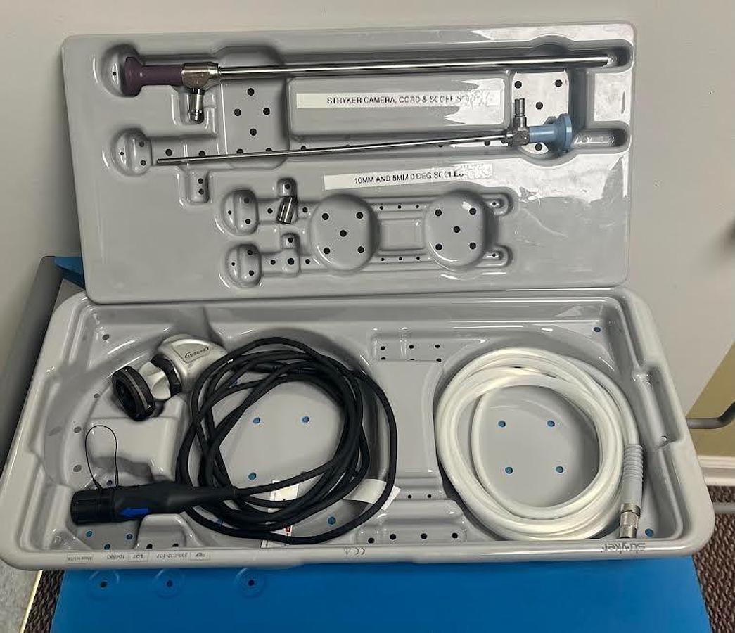 Used STRYKER 1288 CAMERA & 2 Rigid Laparoscope w/LIGHT CABLES -Exc. Working Condition