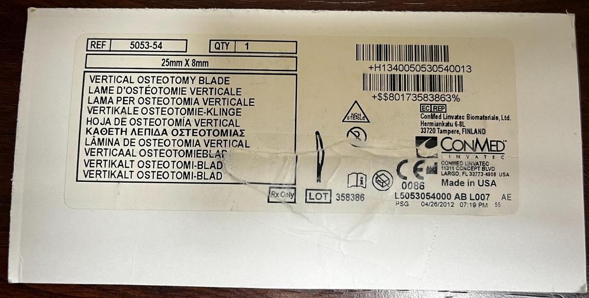 Used Hall/MICRO CHOICE 5053-54 Vertical Osteotomy Blade- Excellent Working Condition