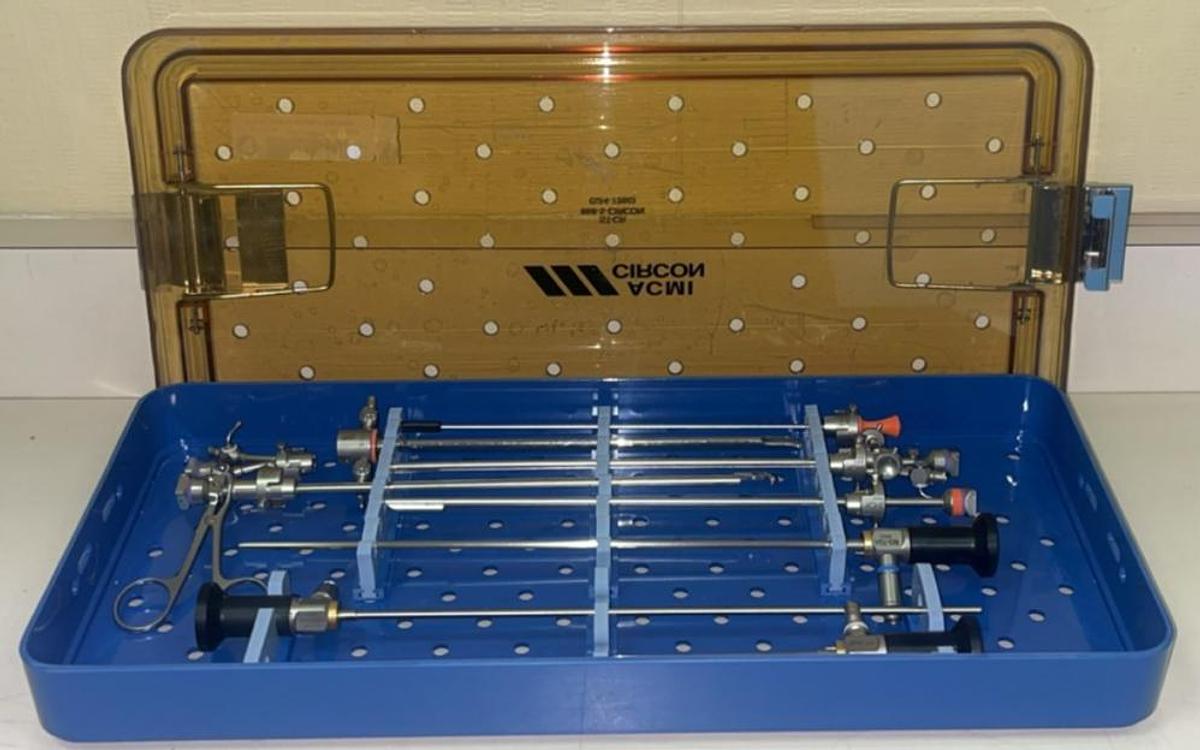 Used ACMI M3-12A, M3-30A, M3-70A Gold autoclavable set 8Piece w/Case-Exc. condition.