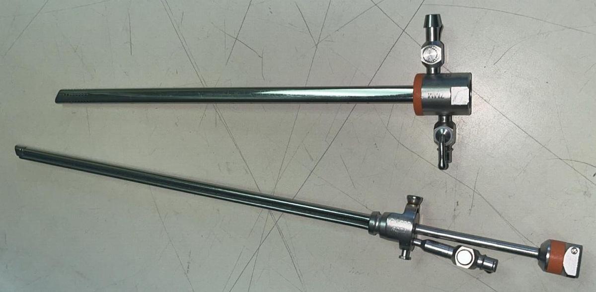 Used ACMI M3-12A Gold autoclavable 8PC Set w/Lt Cable, sheaths, Case-Exc. Condition