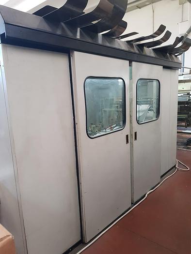 Used (visible in production) 2000 MANZONI Seriana 31 with in line 4 col. flexo - Flat & satchel (V) paper bag making machine