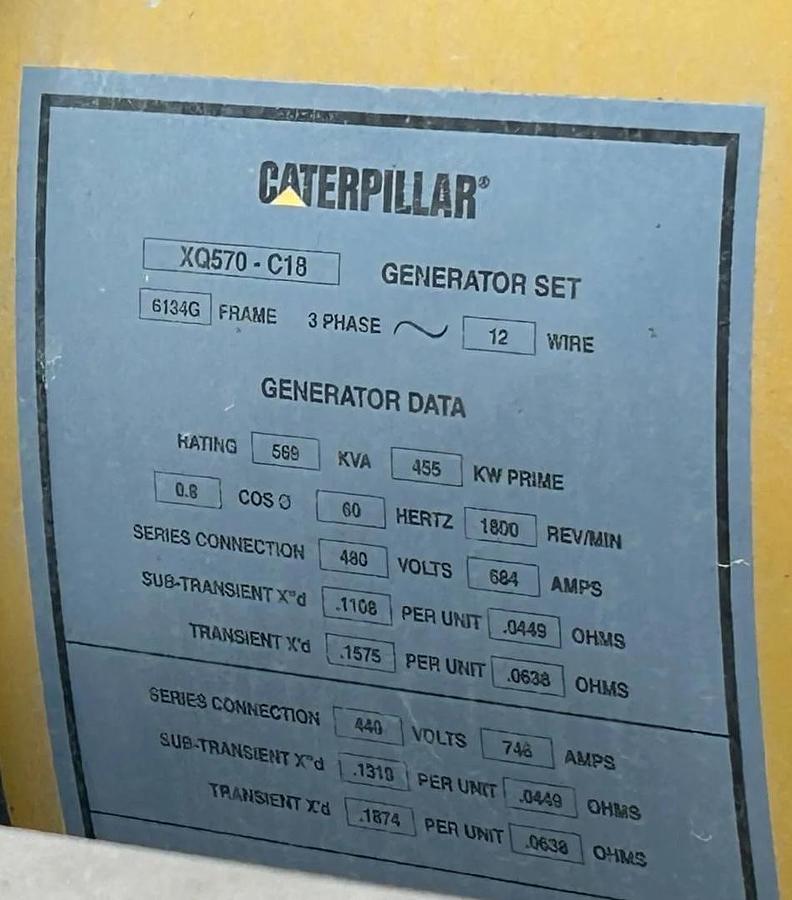 Used 2019 CATERPILLAR XQ570 455kW Prime Rental Grade Tier 4 Final CARB Towable Generator Sets (2 Available)