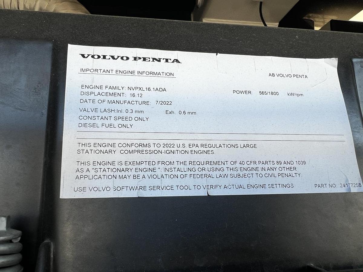 Used Volvo Penta 500kW Tier 2 Diesel Generator Set