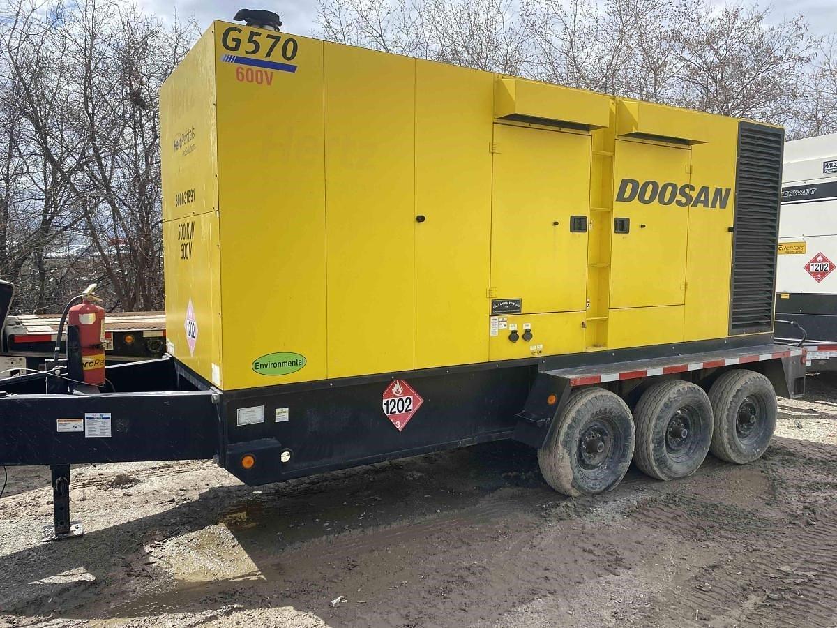 Used Doosan G570 456kW Prime Tier 2 Rental Grade Towable Diesel Generator Set