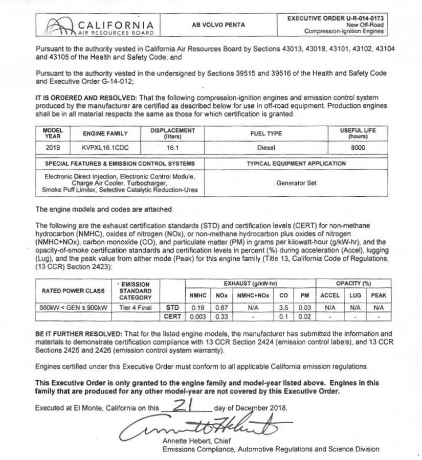 Used 2019 Volvo Penta TWD1673GE Tier 4 Final 938HP Diesel Engines (2 Available)