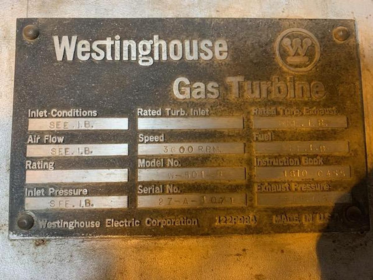 Used Westinghouse 501B Gas Turbines (73MW) + HRSG (100MW) Steam Turbines – 2 Sets Available