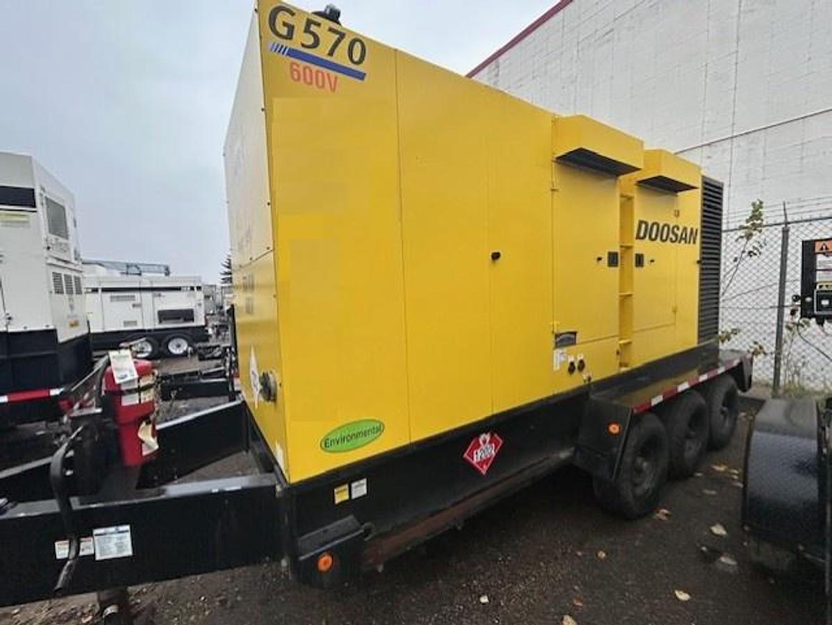 Used Doosan G570 456kW Prime Tier 2 Rental Grade Towable Diesel Generator Set