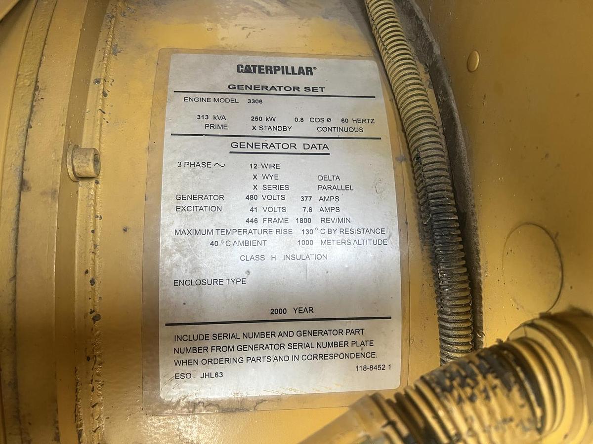Used 2000 CAT 3306 250kW Diesel Generator