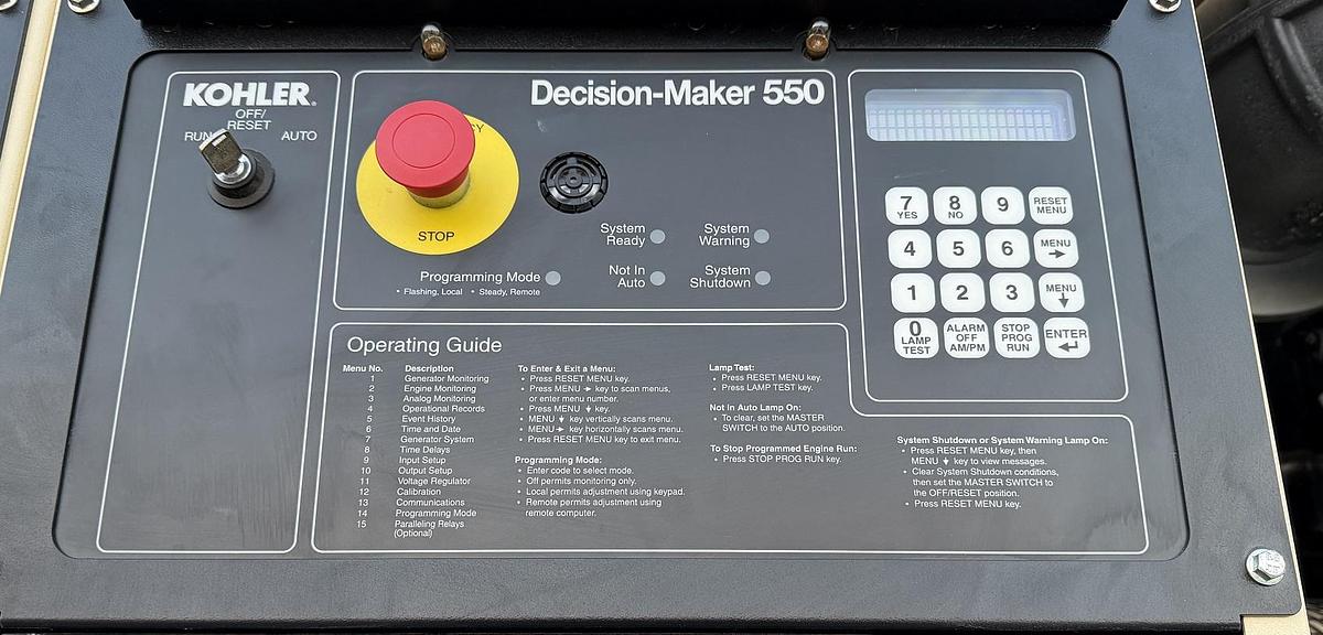 Used 2016 Kohler 350REOZJB 360kW Diesel Generator Set