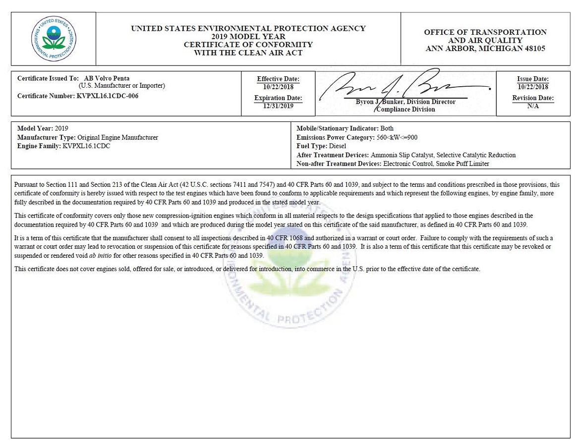 Used 2019 Volvo Penta TWD1673GE Tier 4 Final 938HP Diesel Engines (2 Available)
