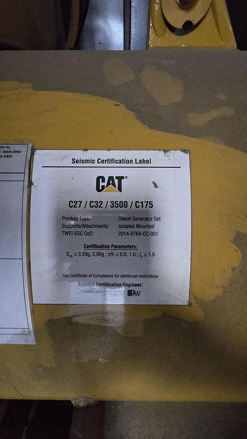 Used 2016 Caterpillar C32 1000kW Tier 2 Diesel Generator Set - LOW HOURS