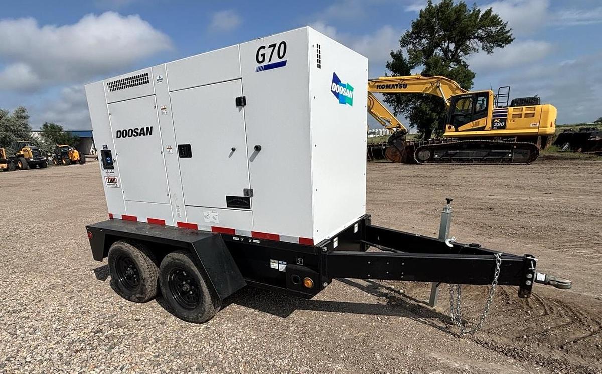 Used Doosan G70 56kW Prime Rental Grade Towable Diesel Generator Tier 4 Final