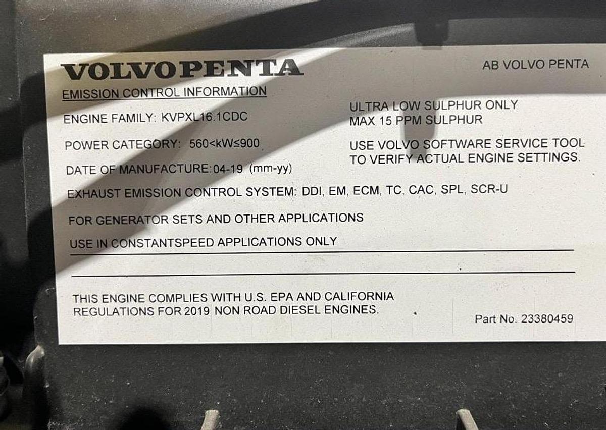 Used 2019 Volvo Penta TWD1673GE Tier 4 Final 938HP Diesel Engines (2 Available)