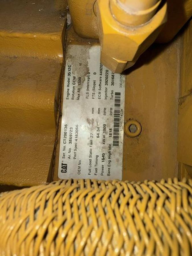 Used 2014 Caterpillar 3512C 1500kW Tier 2 Diesel Generator Set (2 Available)